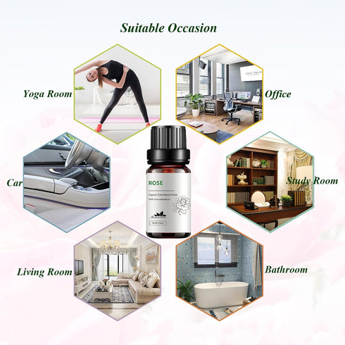 Rose Essential Oil for Skin - 10ml | Pure Mumianhua Therapeutic Grade Rose Aromatherapy Oils for Diffuser, Hair, Soap