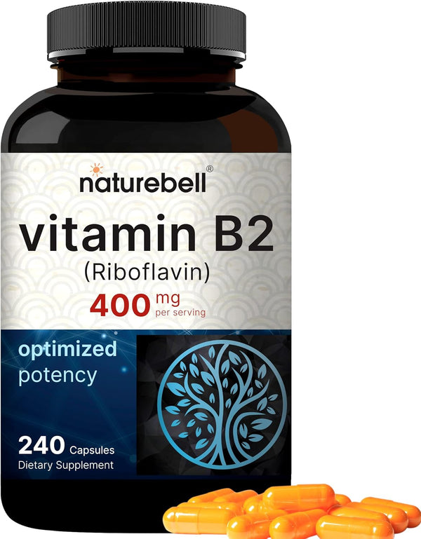 NatureBell Vitamin B2 Riboflavin 400mg, 240 Capsules, Essential Daily B Vitamin for Energy & Skin Health