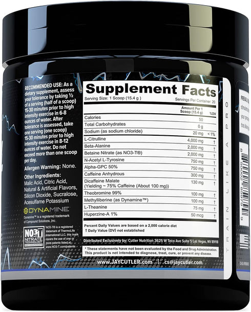 Cutler Nutrition High Stim Pre Workout Powder Prevail Rush for Men & Women (Sour Blue Razz, 20 Servings)