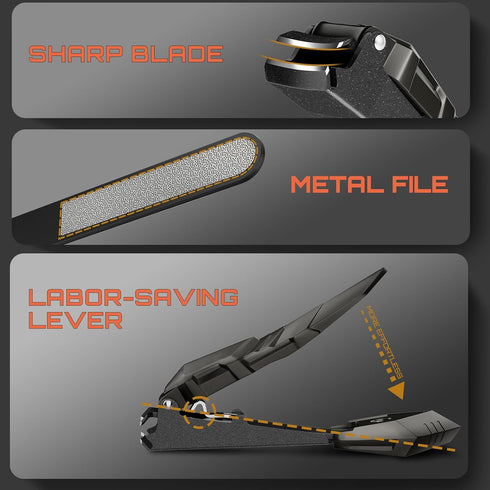 Ultimate Mess-Free Nail Clippers with Catcher: Durable Toe Nail Clippers for Men and Women, Fingernail Cutter with File