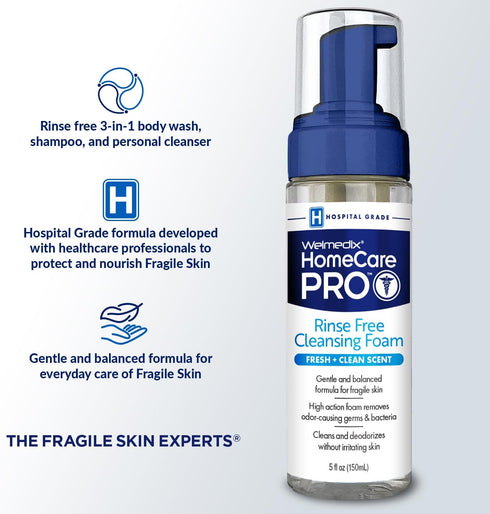 HomeCare PRO No Rinse Body Wash Cleansing Foam, 5oz - Easier Cleansing for Caregivers Managing Incontinence