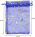 100Pcs 4x6 Inches Sheer Organza Drawstring Pouches with Stars and Moon for Wedding Party Favors