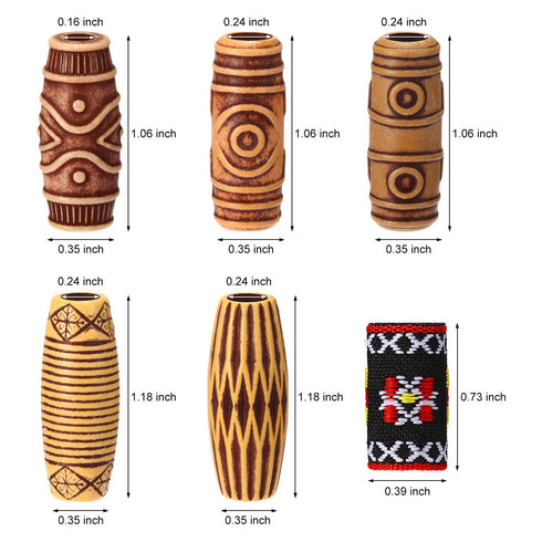 WILLBOND 27 Pcs Wooden Fabric Dreadlock Beads Tube Beads for Hair Braids Jewelry, DIY Accessories