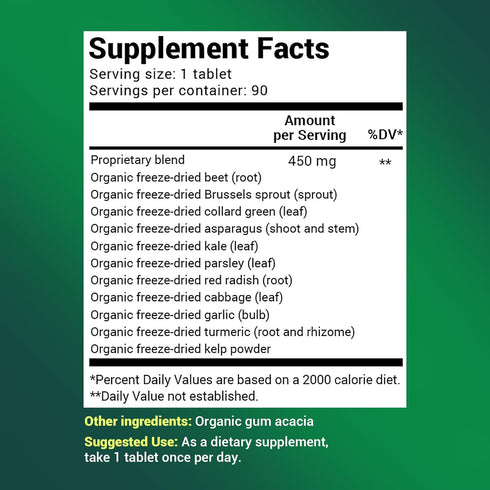 Dr. Berg's Superfood Greens Cruciferous Vegetable Tablets - 90 Tablets for Energy, Immune System & Liver Support