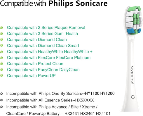 Toothbrush Replacement Heads, 8 Pack, Compatible with Philips Sonicare Electric Brush Head for Optimal Plaque Control