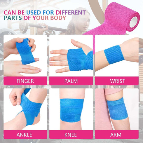 KISEER 30 Pack 3 Inch 5 x Yards Colorful Self Adhesive Bandage Breathable Cohesive Bandage Wrap Rolls Elastic