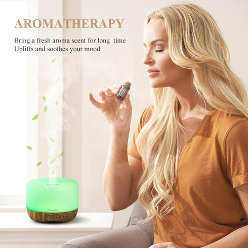 Aromatherapy Essential Oil Diffuser for Room, 300ml Cool Mist Humidifier with Colorful Lights, Auto Off for Home Bedroom