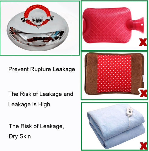 Wnanch (0.8/1.1/1.6/2 Reusable(18cm/1.6l) Metal Hot Water Bottle with Cover Removable Liter) for Cosy Nights Hand Feet