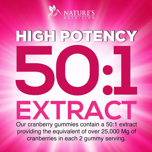 Cranberry Gummies - 120 Gummies - Urinary Tract Health + Vitamin C - 25,000mg Triple Strength