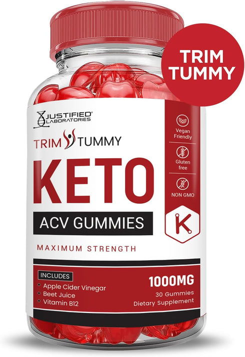 Tummy Gummies 1000MG Tummy Gummies B12 60 Gummys Justified Laboratories Trim Keto ACV Advanced Formula Trim Keto Apple
