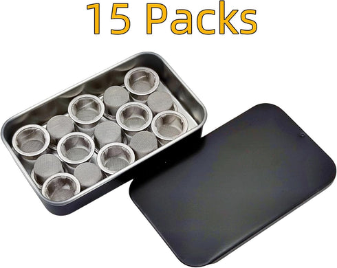 15pcs 1/2 Inch Pipe Screens - Premium 304 Stainless Steel Pipe Screen Filters with Metal Storage Box