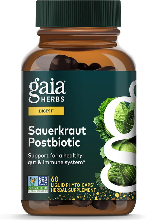 Gaia Herbs Sauerkraut Postbiotic - Gut Health & Immune Support Supplement* -