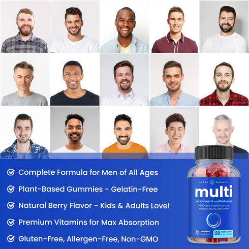 Men's Multivitamin Gummies | Daily Multivitamin for Men | Vitamins A, B, C, D, E, Biotin, Folic Acid | Chewable Gummy