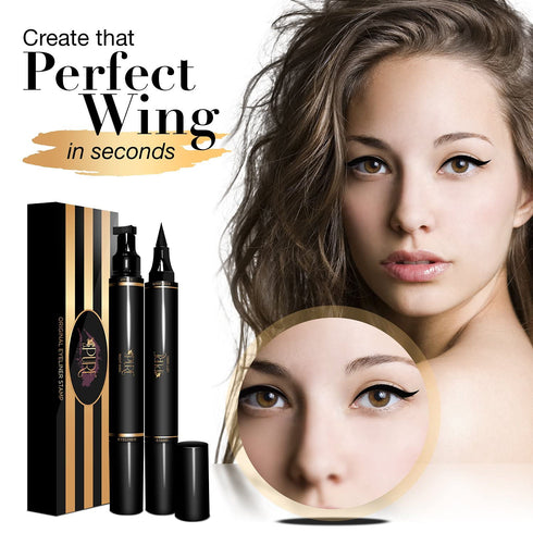 Winged Eyeliner Stamp - 2 Dual Ended Pens for Perfect Cat Eyes, Smudge-Proof, Water-Resistant