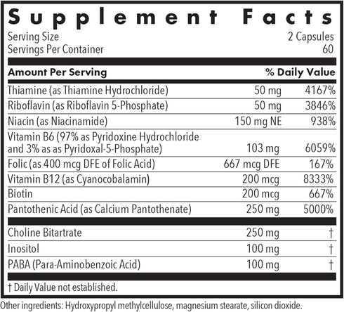 Allergy Research Group Super Vitamin B Complex, 120 Count Vegetarian Capsules