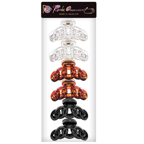 RC ROCHE ORNAMENT 6Pcs Women's Vintage No Slip Strong Hold Sectioning Styling Power Hair Accessories (Medium Clear