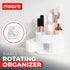 Masirs Small Rotating Makeup Organizer, Mini Cosmetic Storage Solution with Multiple Compartments (Square - White)