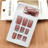 White French Tip Press on Nails, Medium Square Fake Nails with Butterfly Lines Design, 24Pcs Full Cover