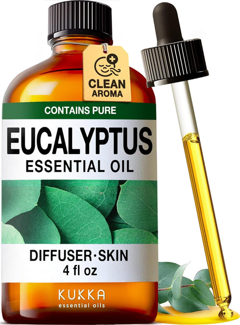 Set Set 2x4 oz Rose Geranium Oil for Skin & Eucalyptus Essential Oil for Diffuser - Aromatherapy Grade Essential Oils