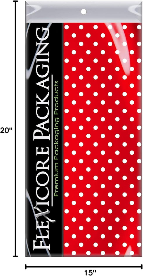 Flexicore Packaging Red Polka Dot Print Gift Wrap Tissue Paper - Size: 15 Inch X 20 Inch, Count: 10 Sheets