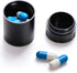 Portable Waterproof Metal Pill Case, Aluminium Alloy Round Organizer for Travel, Pocket Daily Pill Holder (Black)