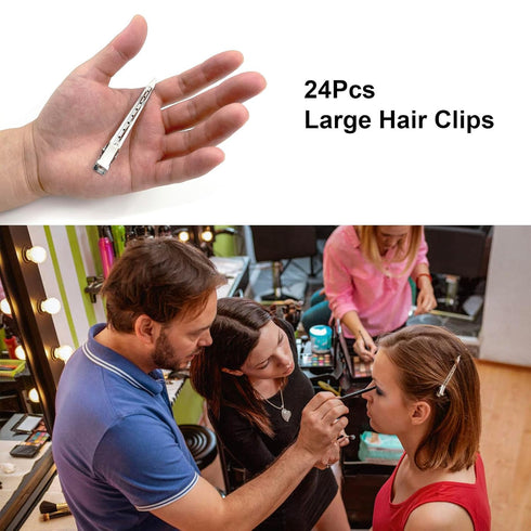 HiJeaton 24Pcs Metal Duck Billed Hair Clips for Women, Silver Styling Sectioning Hair Pins