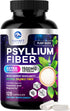 Psyllium Husk Powder Caps 1500mg | 120 Capsules | Non-GMO, Vegan Fiber Supplement for Digestive Health