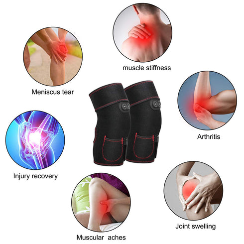 Heated Knee Brace Wrap, 3 Adjustable Heat and Vibration Massager for Arthritis Pain Relief, AC Adapter