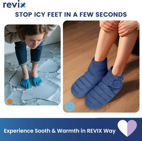 REVIX Microwavable Booties for Cold Feet Moist Heat Therapy, Heated Slippers Women & Men for Soothing Cold Foot