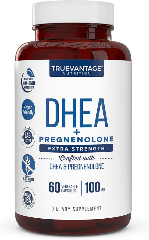 DHEA 100mg Supplement with Pregnenolone 60mg - Supports Hormone Balance, Energy, Mood, Healthy Aging