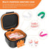 ARGOMAX Leak Proof Denture Bath Cup, Portable Soaking Box with Strainer for Dentures and Braces (Black + Orange)