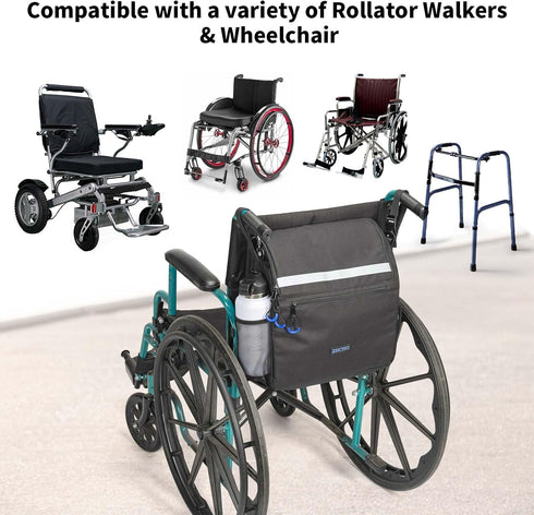 Backpack ZHCHG Wheelchair Bags, Wheelchair with Cup Holder, Wheelchair Bags to Hang on Back, Electric Wheel Chair