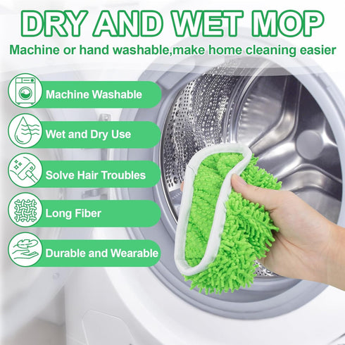 RAINFLOW 4PCS Microfiber Mop for Sweeper - Reusable Mop Pads Refill Sweeping Mopping Pad Dust Mops for Hardwood Floors