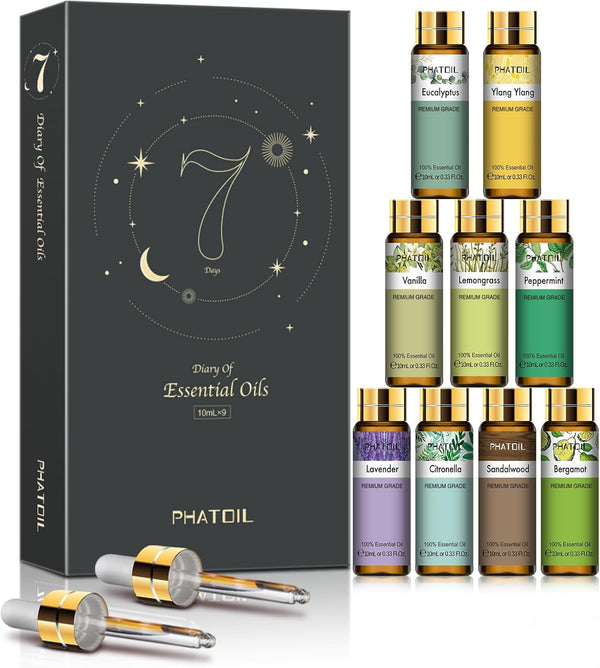9PCS Premium Quality Essential Oils Set - 10ml/0.33fl. oz Fragrance Oils for Soap Making & Diffusers