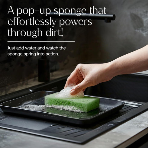 Plant-Based Pop-Up Sponges, Pack of 12 Cellulose Sponges, Highly Absorbent, Non Scratch