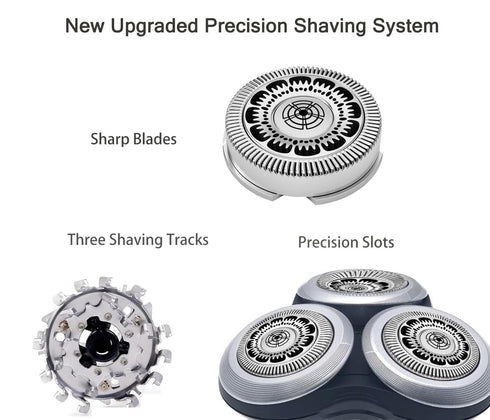 SH90 Replacement Heads Compatible with Philips Norelco 9000 Replacement Heads Series 9000(S9xxx) 8000(S8xxx) Electric Razor Shaver, Upgrade SH90 Blades for Philips Shaver 9000, 3 Pcs & Charger