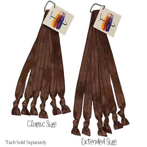 Solid No Crease Elastic Headband Hair Ties, 5/8" Wide, Soft Stretch, Adjustable Size, Brown