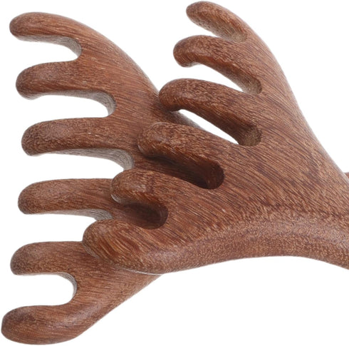 TOPPERFUN 2pcs Set, Wooden Massage Comb Sandalwood Five-Claw Scalp Massager and Gua Sha Tool for Head, Neck, and Hair