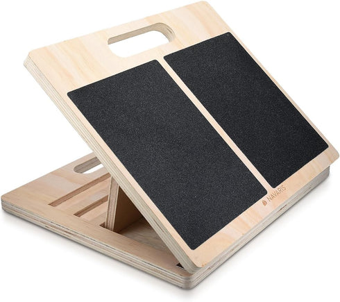 Navaris Adjustable Slant Board Calf Stretcher, Wooden Incline Board for Stretching Calves with Surface Grip