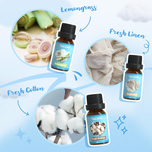SALKING Clean Fragrance Oils, Premium Essential Oil for Diffuser, Scented Oil Gift Set for Soap Candle Making