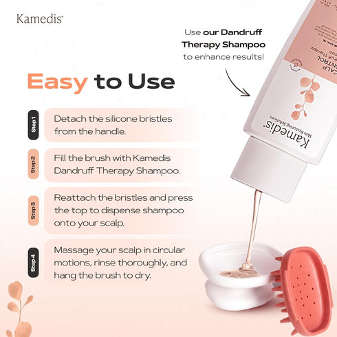 KAMEDIS Fillable Scalp Massager Brush - Silicone Gentle Scalp Scrubber for Dandruff, Suitable for Men & Women