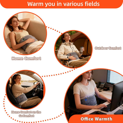 VAIKAXY 3-in-1 3-Temp Heating Waist Belt: Heating Pad for Back Comfort & Warmth + Portable Hand Warmer, USB Powered