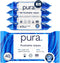 Pura Flushable Wipes 4 x 40 Toilet Wipes (160 Wipes), 100% Plastic Free Moist Toilet Tissue, Sensitive Skin