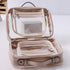 Traveling Toiletry Case, Large Clear Cosmetics Makeup Bag Dimensions | LxWxH:10” x 4.5” x 8” (Beige, Medium)