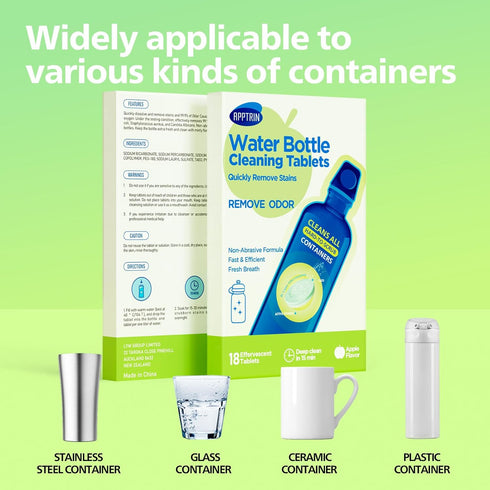 Water Bottle Cleaning Tablets - 18 Pack Hydration Bladder Cleansing Tablets for Water Bottle, Individually Packed