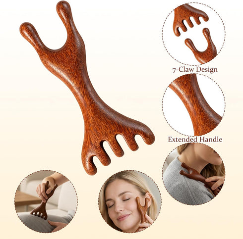 Ujukoxc 3-Piece Set Wooden Scalp Massager, for Stress Relief and Scalp Care, Portable Head Massage Tool with Wooden