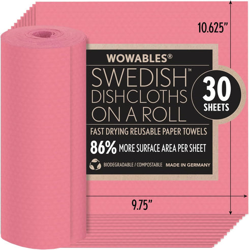 LOLA Swedish Dishcloths for Kitchen - 30 Pack, Eco-Friendly Cleaning Cellulose Sponge Dish Cloths, Washable