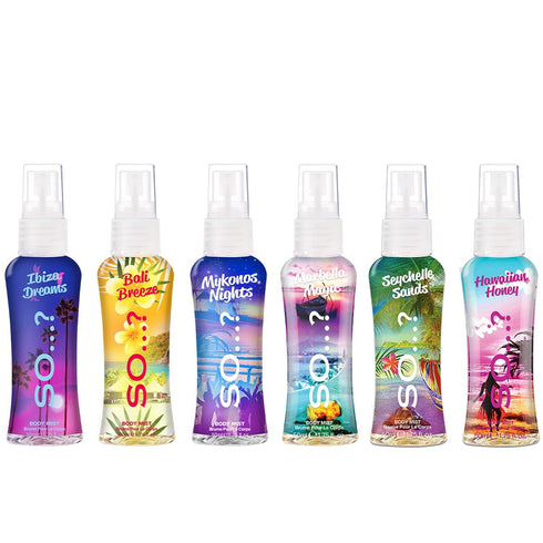 So…?...? Escapes Body Mist Gift Set - Perfumes for Women - Everyday Body Spray for Women - Vegan, Cruelty-Free - Fragrance Gifts for Women - 6 pcs