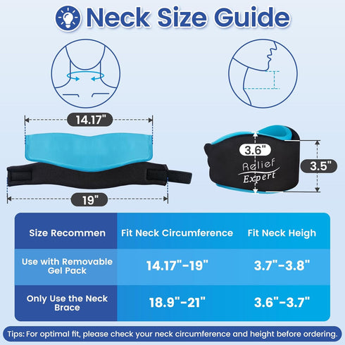 Pack Pack Soft Neck Brace with Hot and Cold Gel Adjustable Cervical Collar for Men & Women, Breathable Neck Support