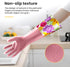 3 Pairs Rubber Cleaning Gloves, Reusable Dishwashing Gloves with Cotton Liner, Long Cuff 16" for Household Use